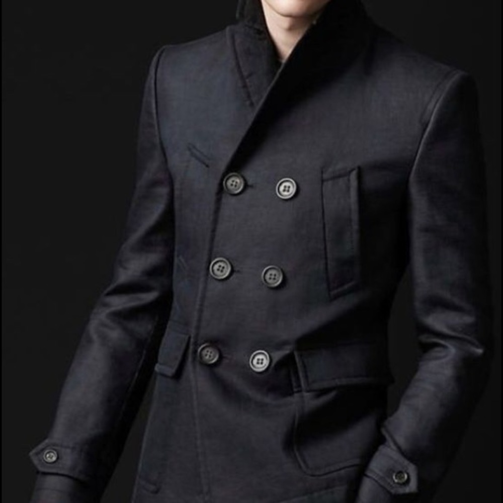 BURBERRY PRORSUM linen wool pea coat made in Italy